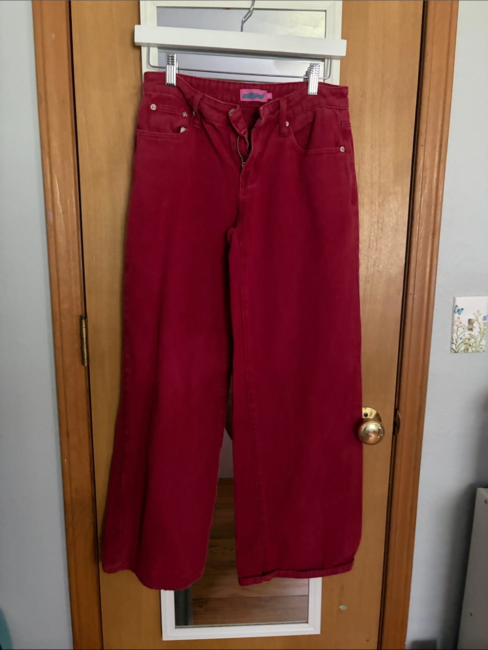 Edikted Wide-Leg Jeans in Deep Wine Red